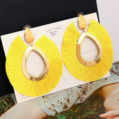 Bohemian Yellow Big Tassel Earring