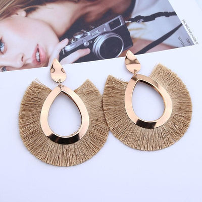 Bohemian Big Gold Tassel Earrings