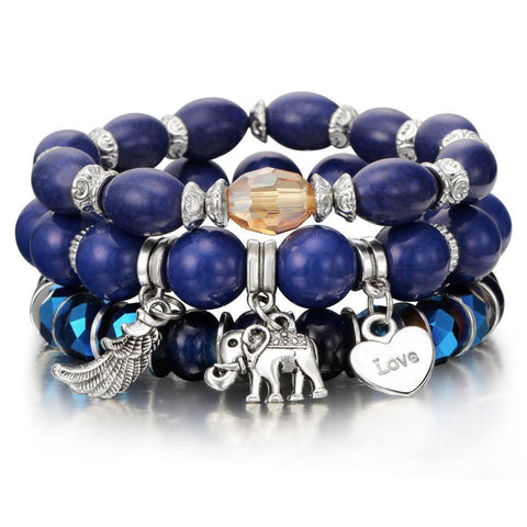 I love Elephants Bracelet Set - Blue