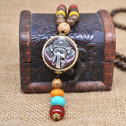 Elephant Bead Pendant Necklace