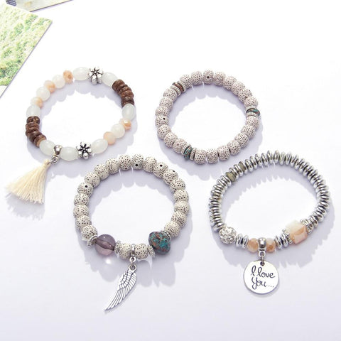 I Love You Bracelet Set - Beige