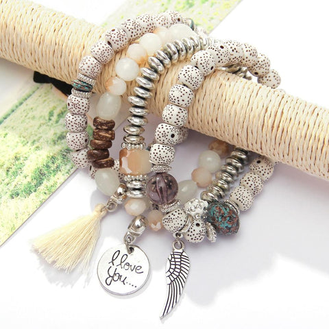 I Love You Bracelet Set - Beige