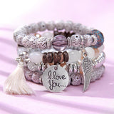 I Love You Bracelet Set - Pink