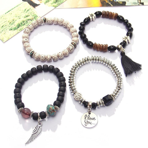 I Love You Bracelet Set - Black&White