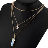 Opal Gold Eye Rhinestone Pendant 