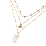 Opal Gold Eye Rhinestone Pendant 