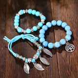 Blue Tree of Life Bracelet Set