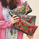 Free Shipping Vintage Ethnic Purses Ladies Casual Embroidery Boho Hippie Tassel Tote Wallets