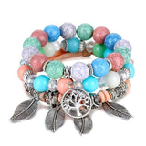 Multicolor Tree of Life Bracelet Set