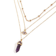 Amethyst Gold Eye Rhinestone Pendant