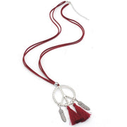Boho Leather Tassel Necklace